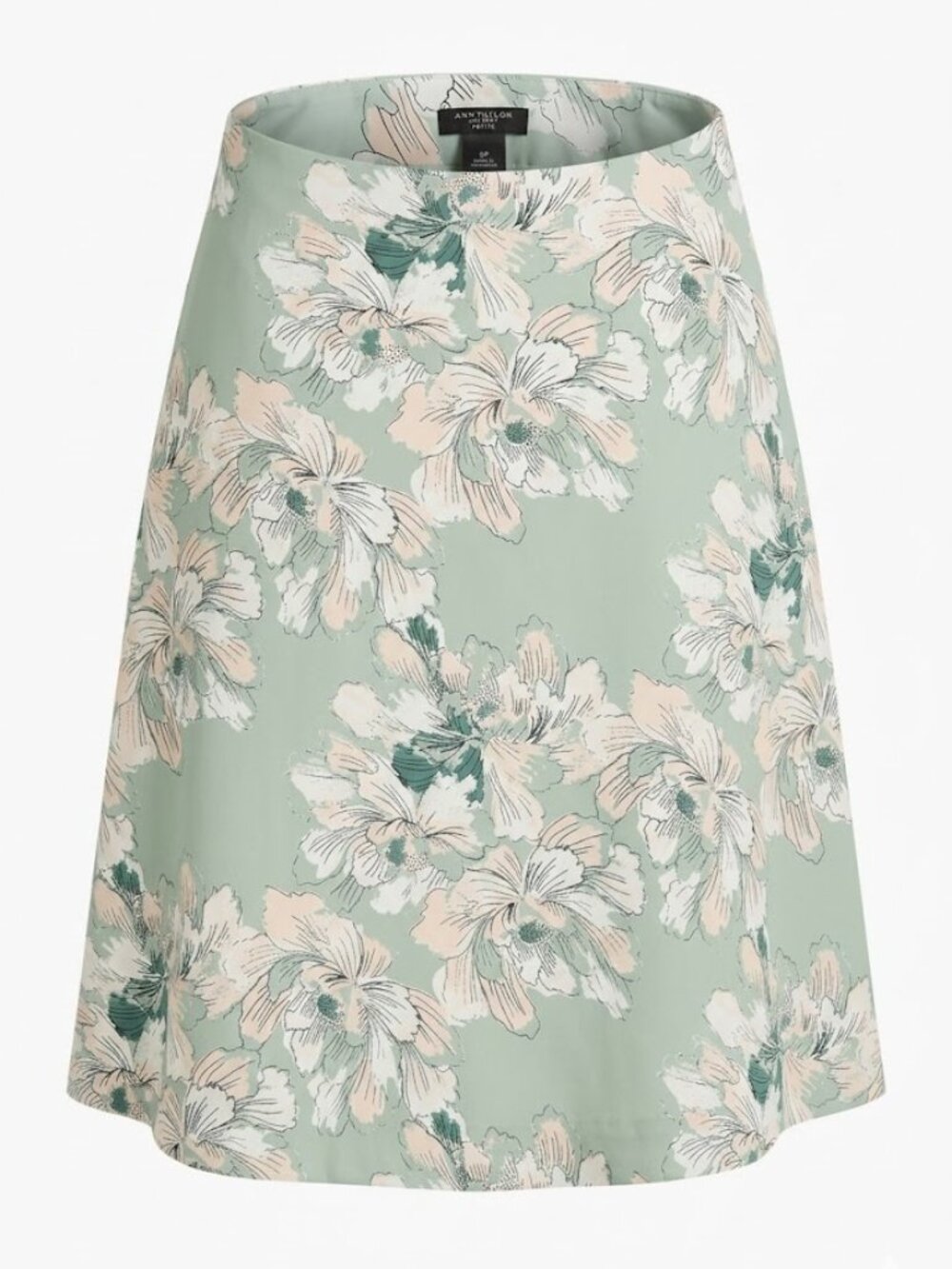 Sage Green Floral A-Line Mini Skirt 8P Petite Pastel Cottagecore Boho Spring